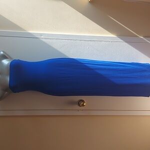 Strapless Solid Blue Maxi Dress